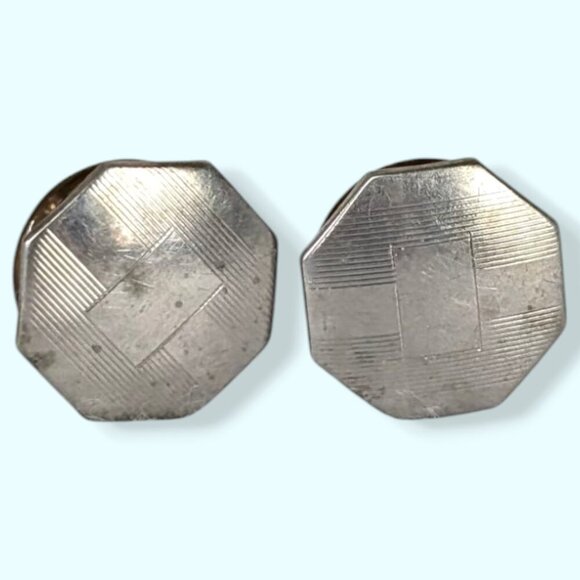 Vintage SINGLE Hexagonal Kum-A-Part Snap Cufflink - Picture 3 of 7
